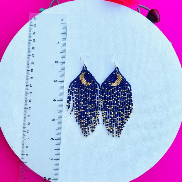 Huichol Earrings Huichol Art Mexican Earrings Hand Beaded Earrings, Flower Earri - Picture 5 of 5